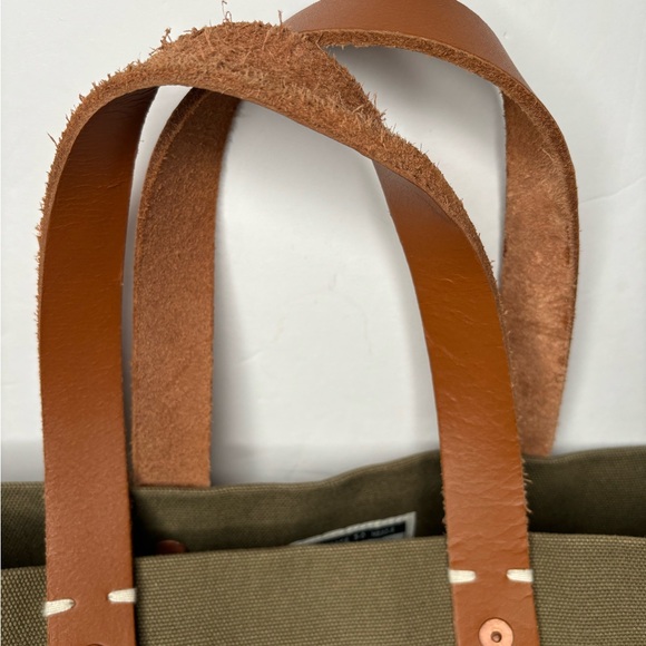 FEED Every day  green  classic canvas and leather tote bag purse. - Picture 4 of 12